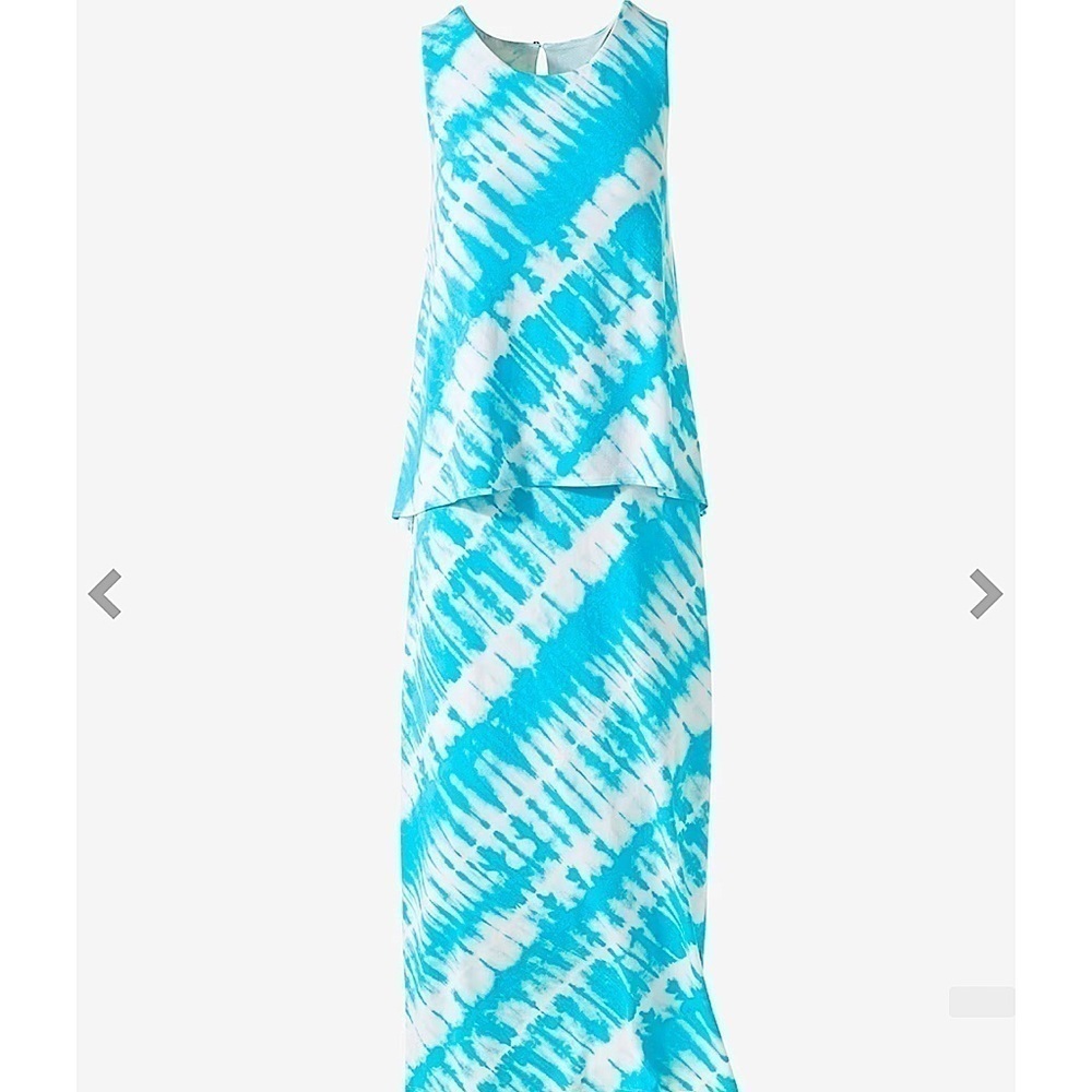 CHICO’S Shibori Tie-Dye Boho overlays Maxi Dress blue women’s size S